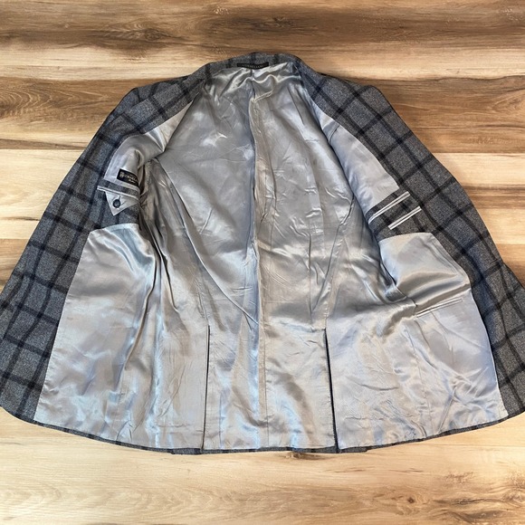 CORNELIANI Mens Gray Plaid Wool Sport Coat Blazer 38R Jacket EU 50 Italy - Picture 5 of 14